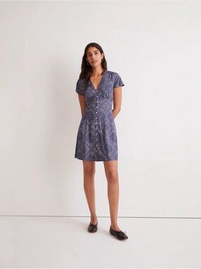 Madewell Navy Bandana Print Button-Front Dress